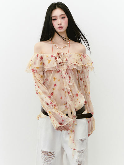 Flower Sling Chiffon Shirt/Underwear VIA0250