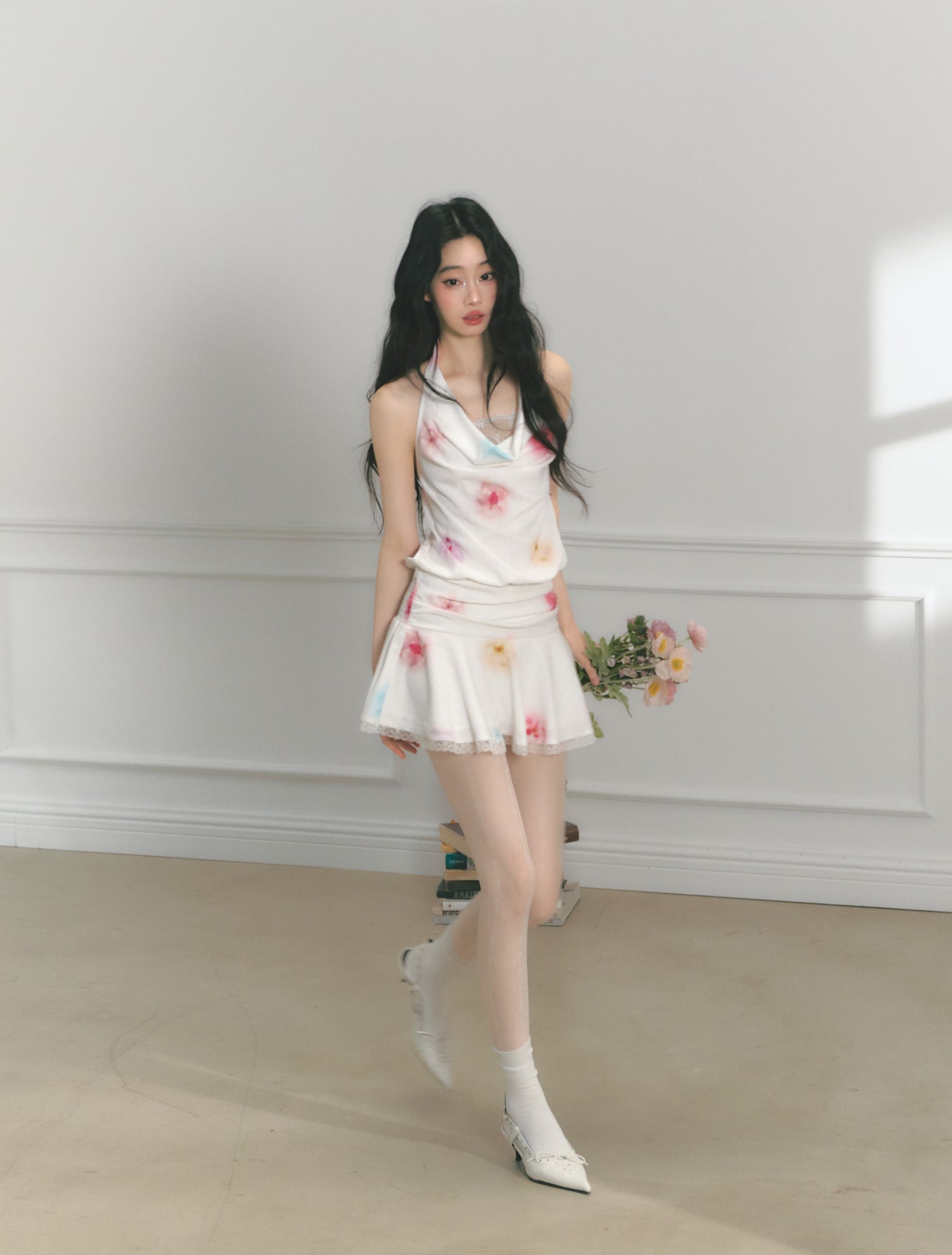 Flower Lace Pleated Dress/Long Skirt SAL0172