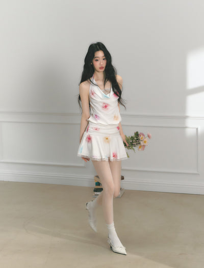 Flower Lace Pleated Dress/Long Skirt SAL0172