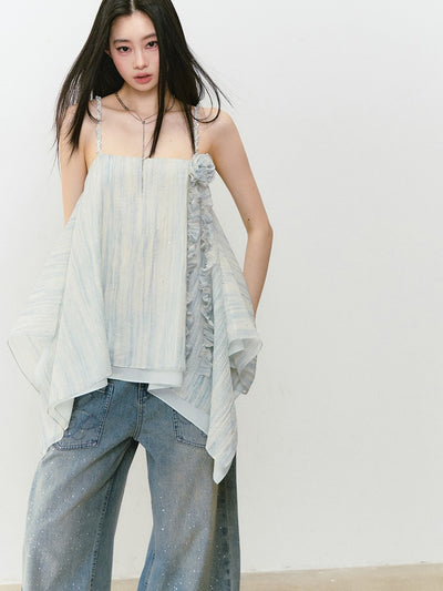 Flower Irregular Suspender Dress VIA0302