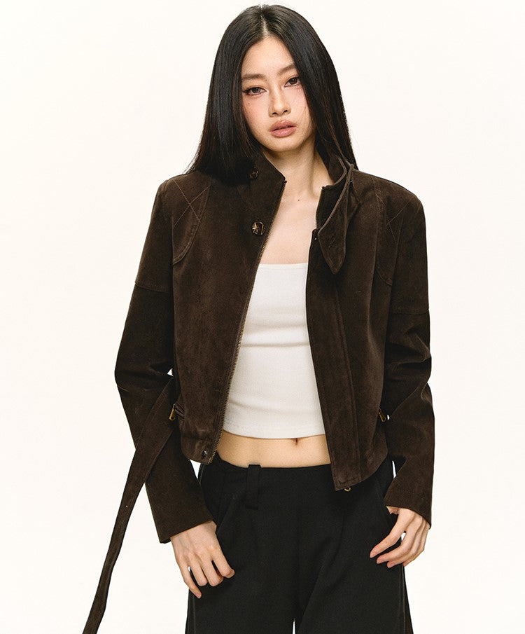 Stand Collar Suede Short Jacket ANA0088