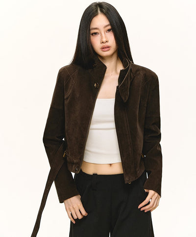 Stand Collar Suede Short Jacket ANA0088