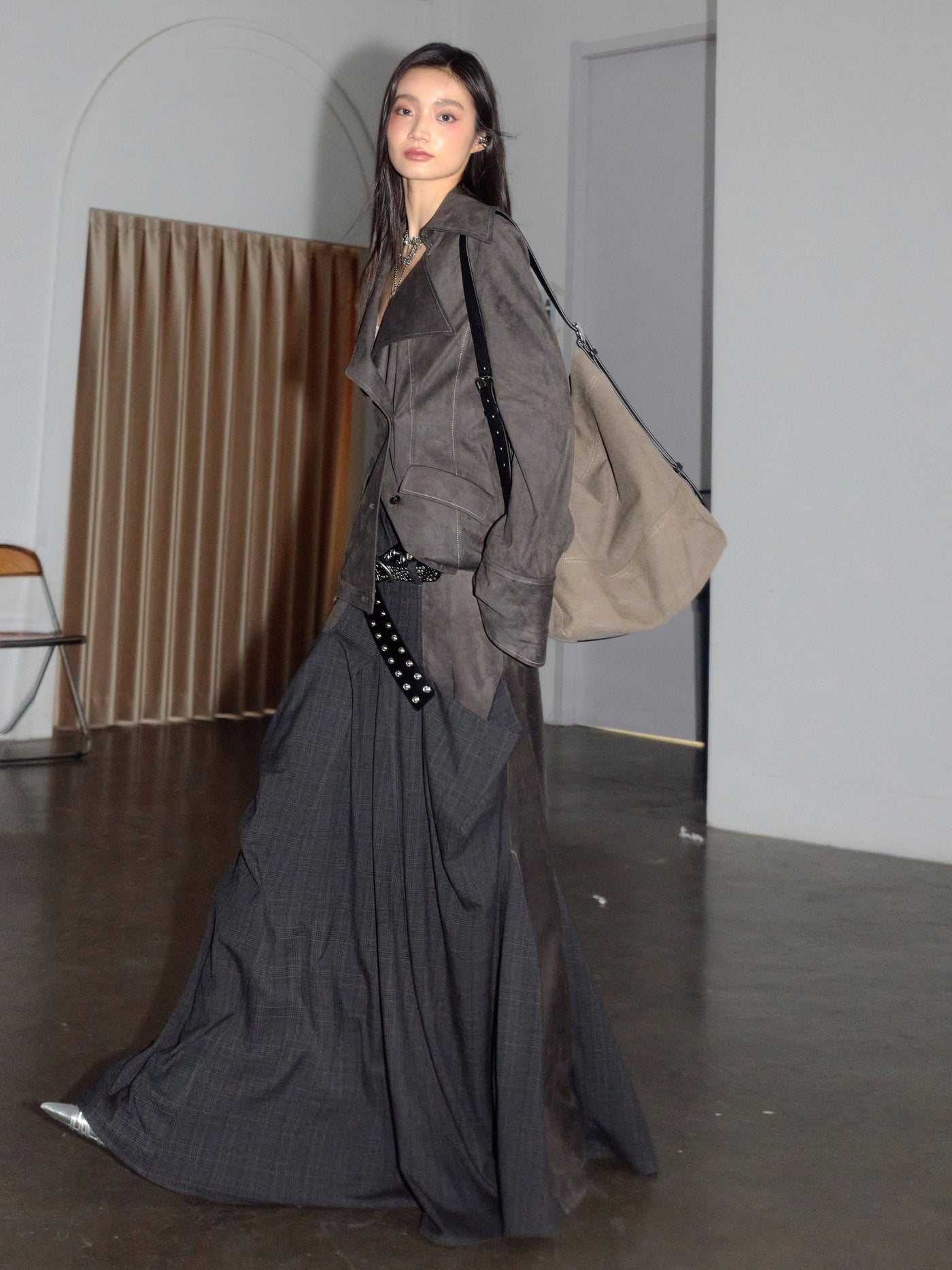 Large Pockets Hem Long Skirt JNY0281