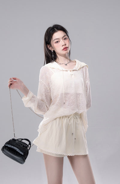 See-through Cardigan+Shorts COT0258