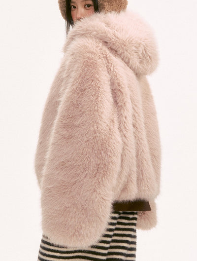 Reversible Color-blocked Plush Coat WEE0134