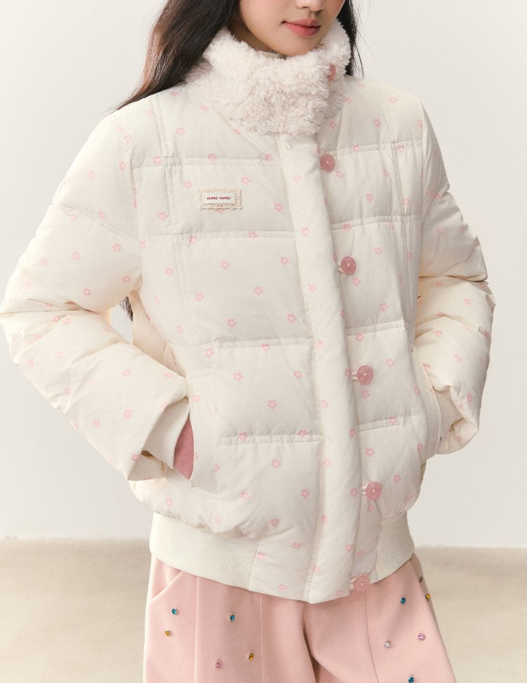 Floral Polka Dot Print Down Jacket NTO0241