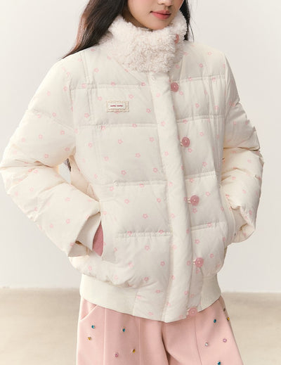 Floral Polka Dot Print Down Jacket NTO0241