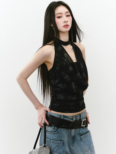Swing Collar Halter Neck Top VIA0271