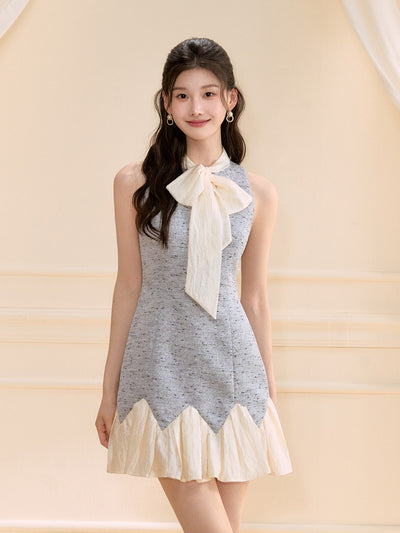 Contrast Color Bow Dress OSH0118