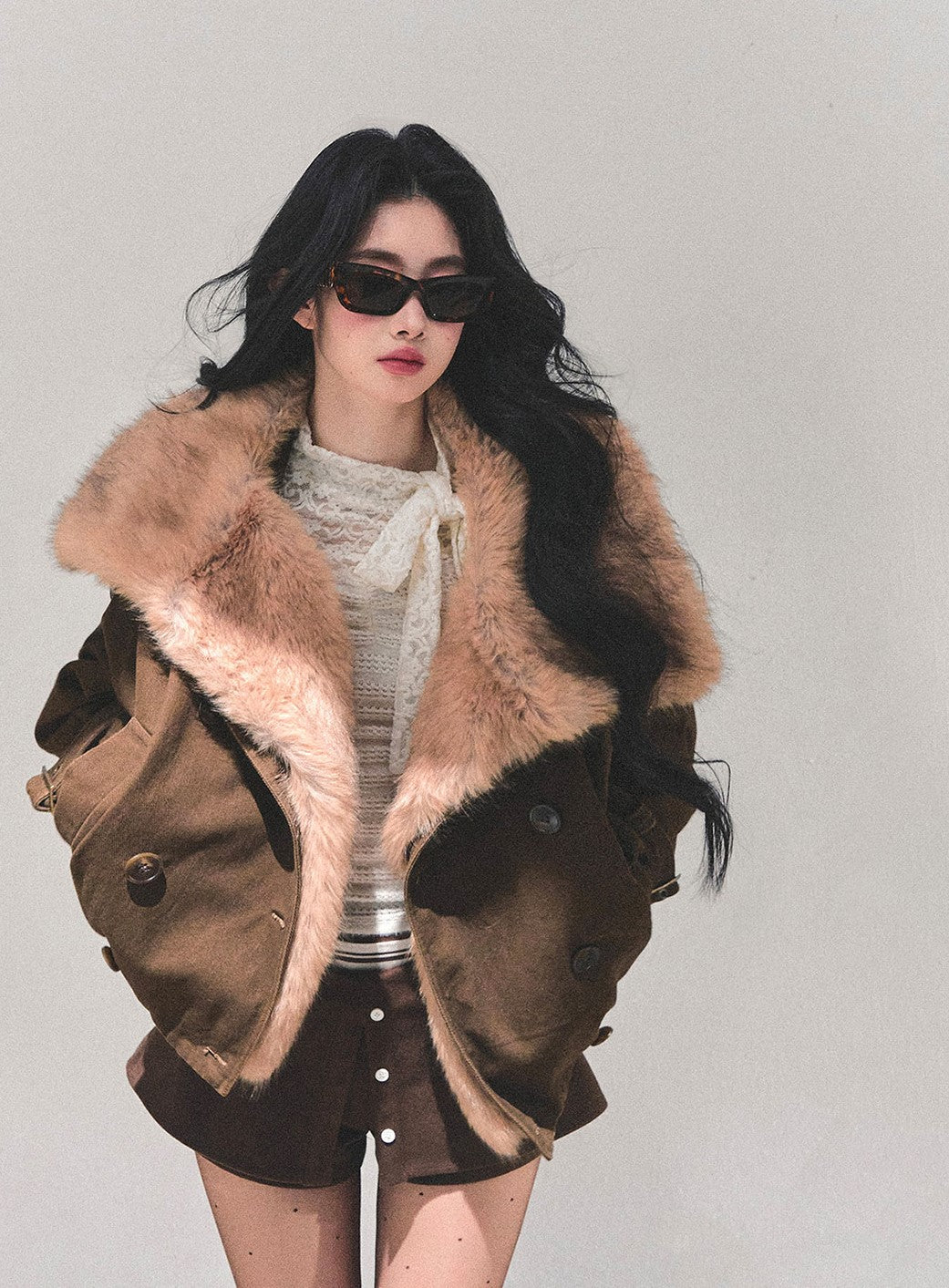 Furry Eco-friendly Large Lapel Jacket DIA0678