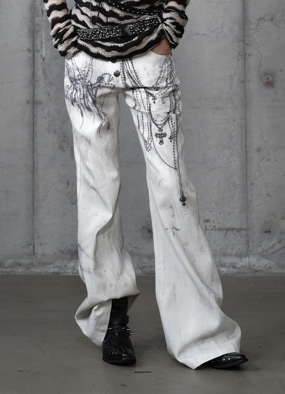 Chain Print Wide-leg  Jeans NOR0195