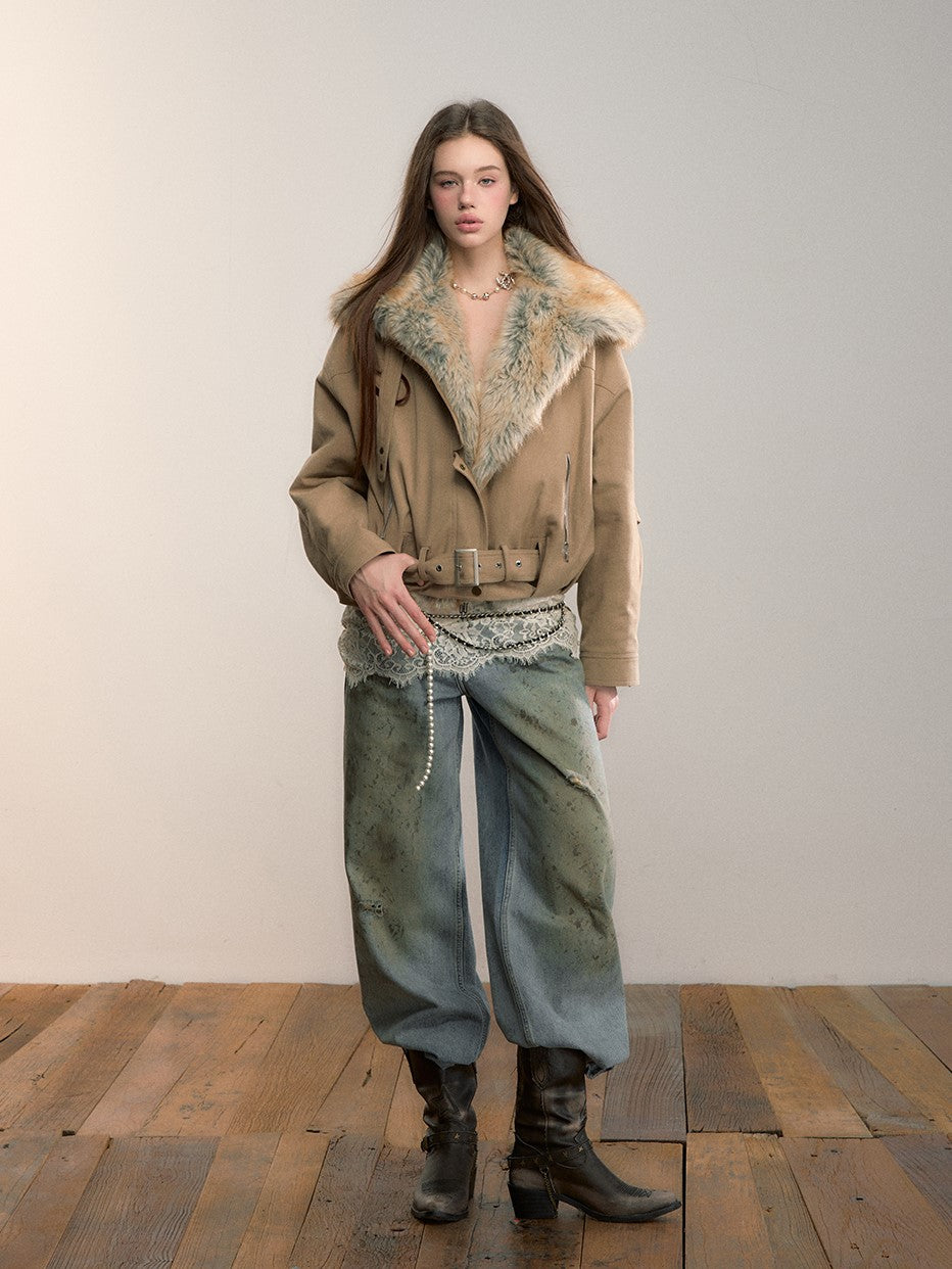 Gradient Fur-lined Reversible Coat VIA0354
