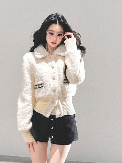 White Wool Quilted Thick Jacket DIA0673