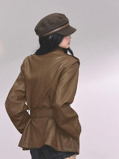 American Style Leather Stand Collar Jacket DIA0653