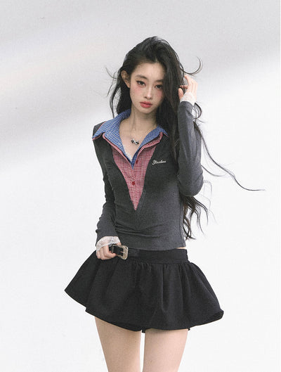 Fake Two-piece Long-sleeved T-shirt DIA0526