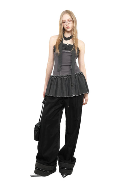 Gray Layered Ruffled Tube Top Dress ANY0090