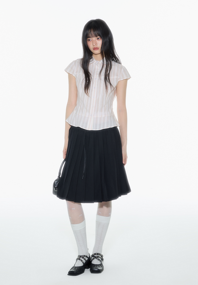 Striped Lapel Short-sleeved Shirt ONT0011