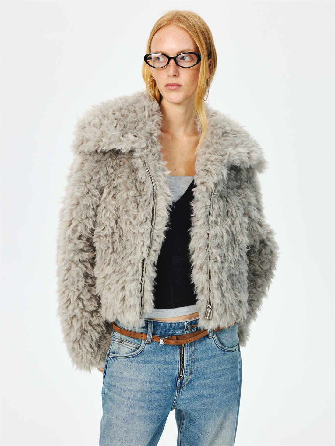 Large Lapel Eco-friendly Fur Short Coat CUR0266