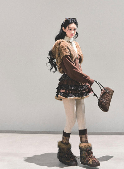 Lambswool Short Hooded Jacket DIA0681