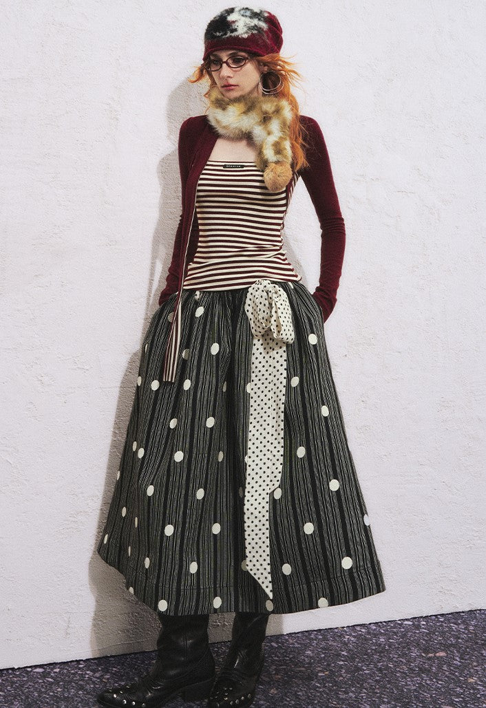 Striped Polka Dot A-line Puffy Skirt OFA0285