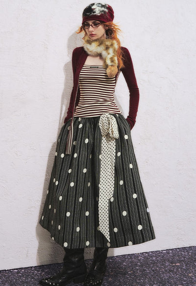 Striped Polka Dot A-line Puffy Skirt OFA0285