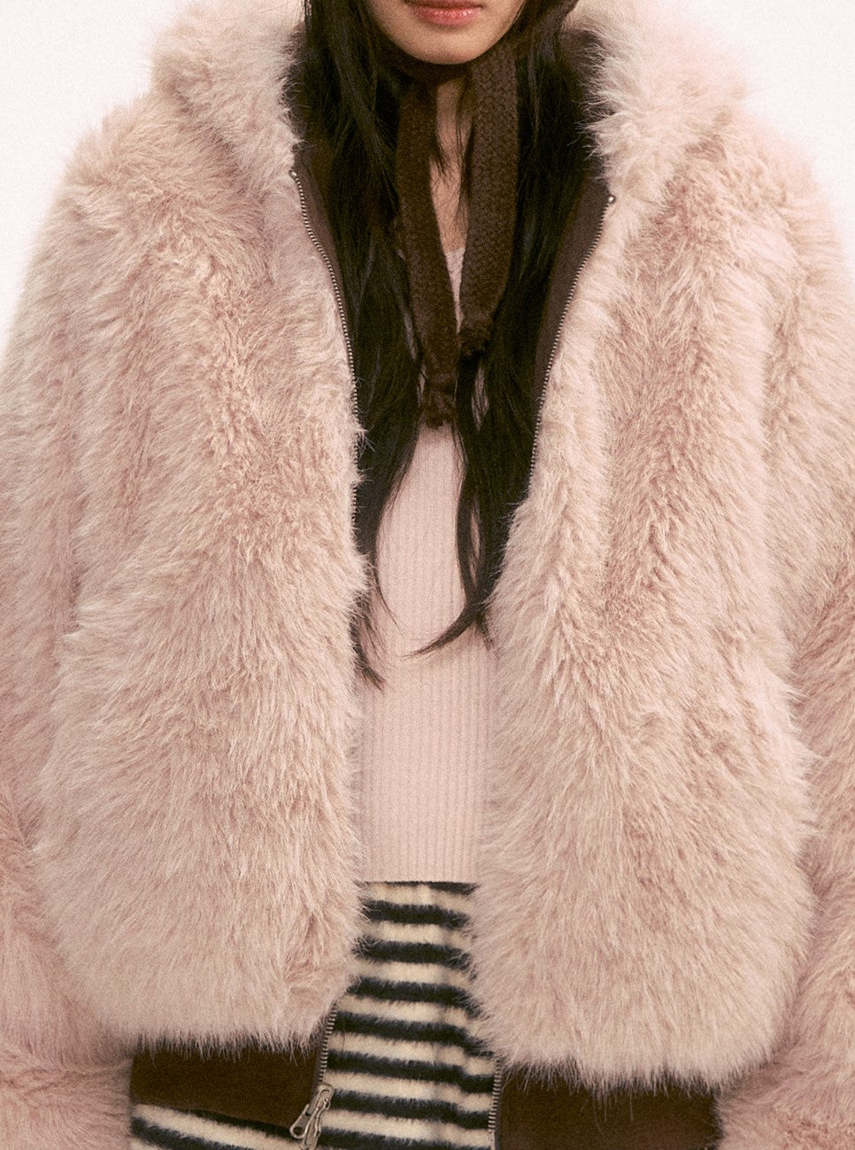 Reversible Color-blocked Plush Coat WEE0134