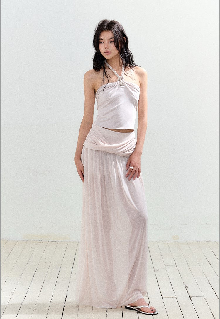 Braided Halter Top/Twisted Maxi Skirt AGM0156