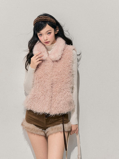 Pink Reversible Faux Fur Vest Jacket DIA0720