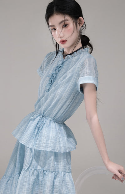 Ruffled Asymmetric Shirt Dress COT0301