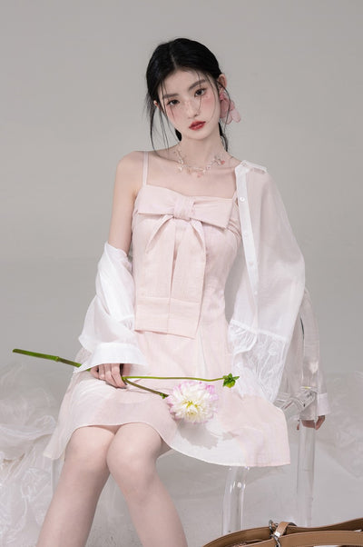 Bow Aurora Light Pink Sling Dress COT0304