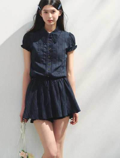 Navy Short Sleeve Shirt Dress SUN0145