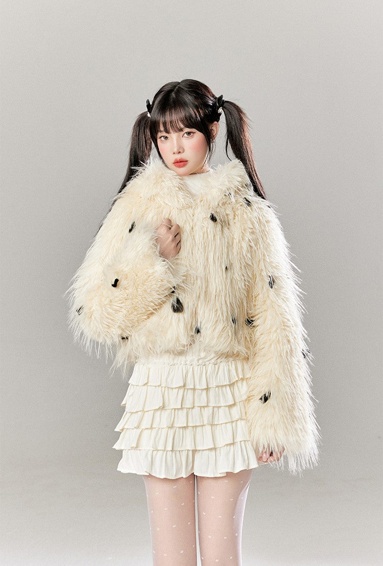 Sweet Style Eco-friendly Fur Loose Short Jacket/Skirt TBI0052