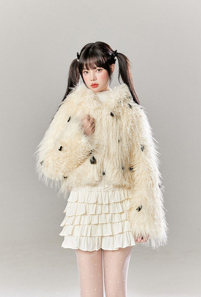 Sweet Style Eco-friendly Fur Loose Short Jacket/Skirt TBI0052