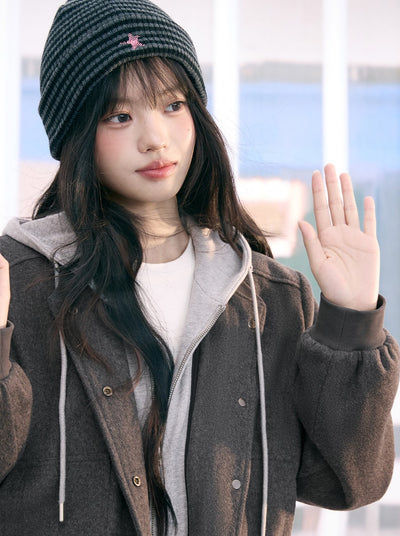 Detachable Faux Two-piece Hooded Jacket WEE0078