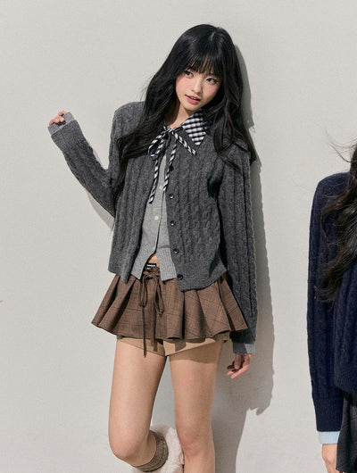 Plaid Shirt Collar Faux Two-Piece Sweater DIA0722