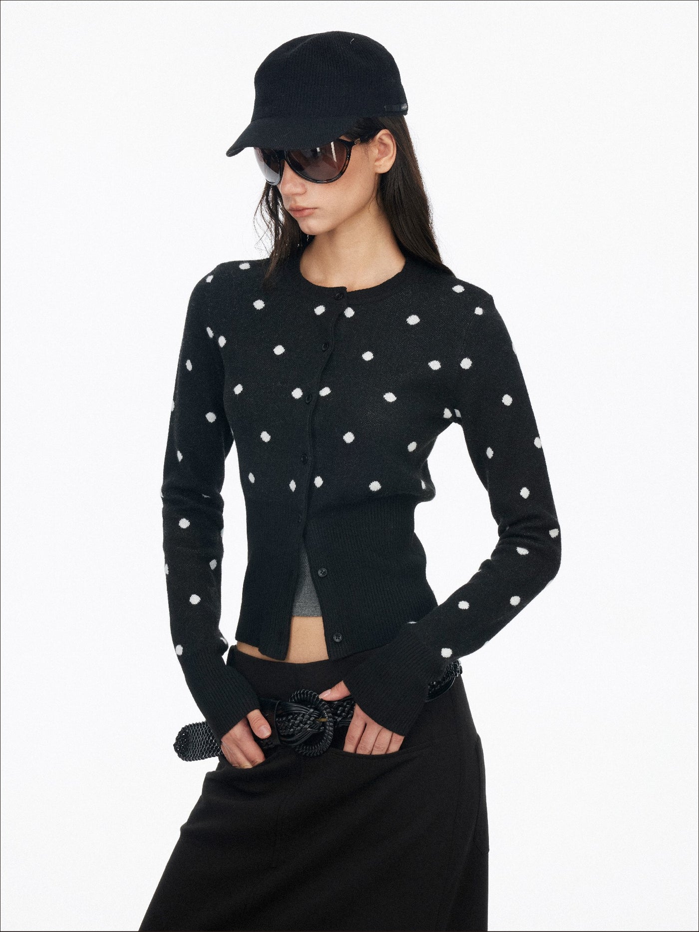 Retro Polka Dot Base Knit Cardigan SAL0199