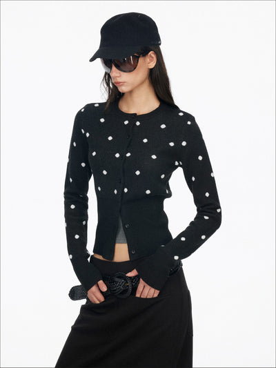 Retro Polka Dot Base Knit Cardigan SAL0199