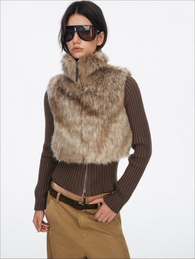 Eco-friendly Fur Patchwork Knit Jacket SAL0194