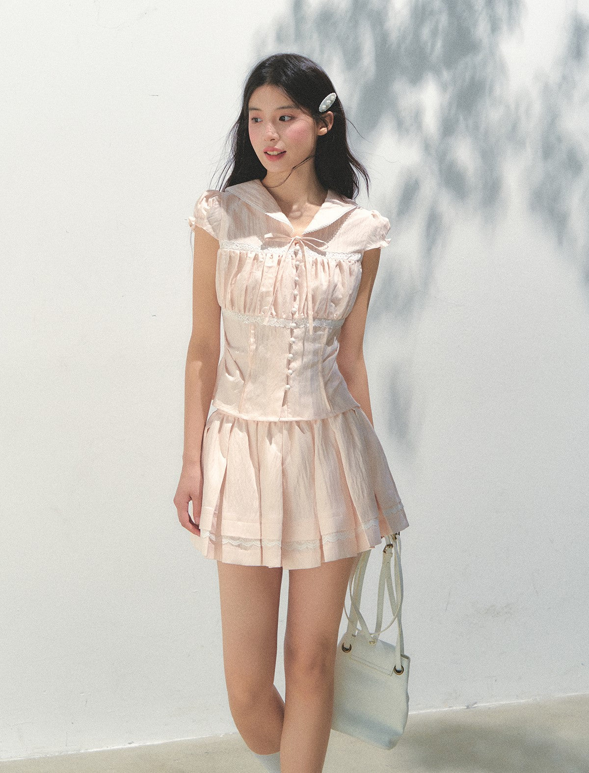 Navy Collar Waist Shirt /Skirt SUN0161
