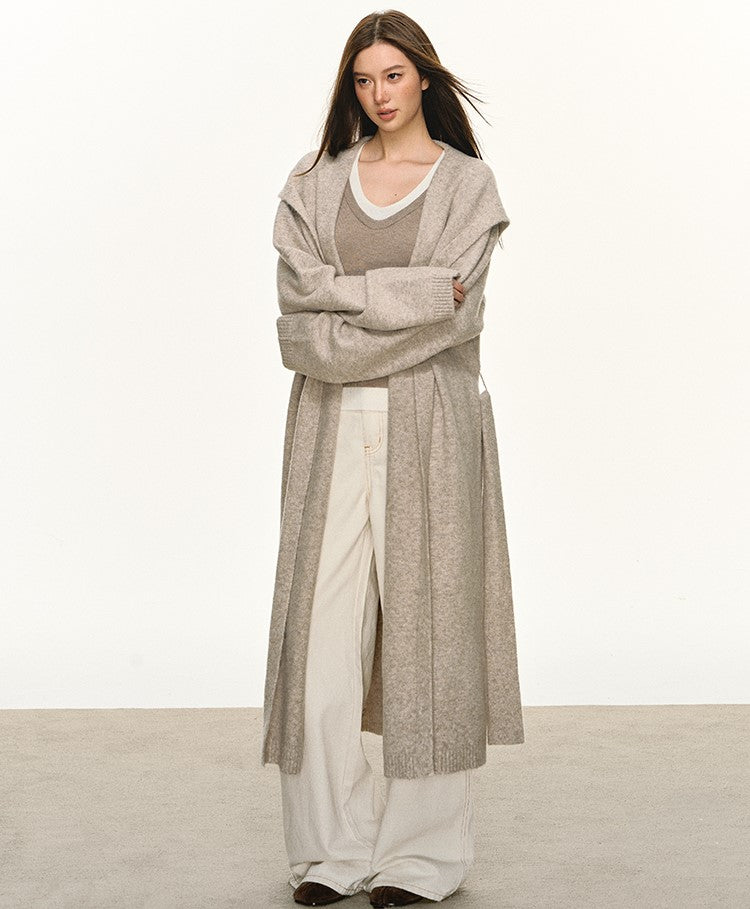 Relaxed Wool Hooded Long Cardigan ANA0093