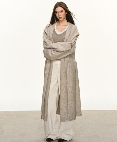 Relaxed Wool Hooded Long Cardigan ANA0093
