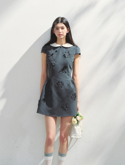 Doll Collar Flower Puffy Dress SUN0146