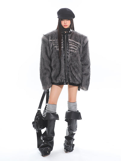 Niche High-end Zipper Design Fur Jacket UNC0198