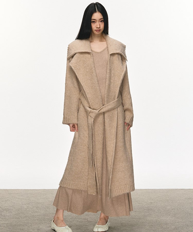 Lazy Style Knitted Belt Long Cardigan ANA0103