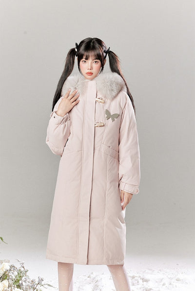 Fur Collar Mid-length Hooded Down Long Coat TBI0049