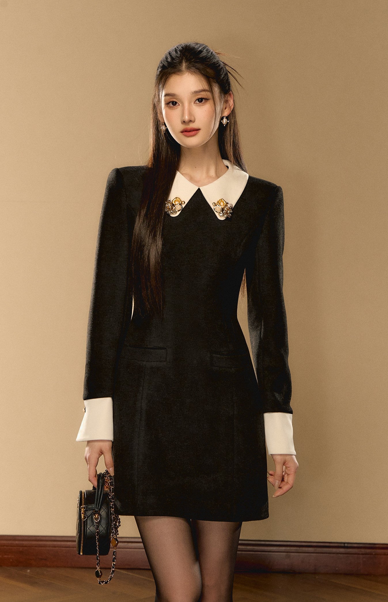 beaded collar dress Nicole Bakti 7267
