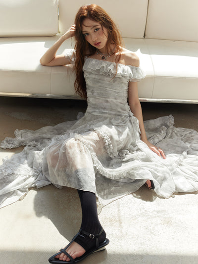 One-shoulder Ruffled Irregular Dress JNY0242