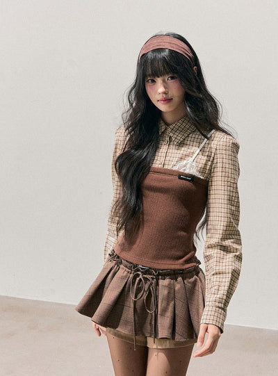 Faux Three-Piece Plaid Shirt DIA0762