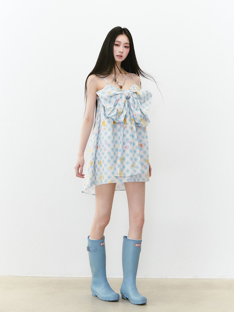 Plaid Flower Suspender Dress VIA0231