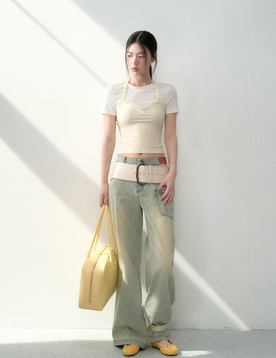 Washed Casual Loose Flared Jeans LAL0191